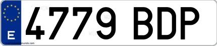 Ejemplo de matrícula española 4779 BDP