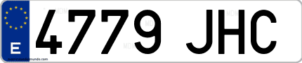 Ejemplo de matrícula de coche ordinaria 4779 JHC