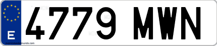 Ejemplo de matrícula de coche ordinaria 4779 MWN