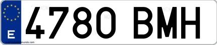 Ejemplo de matrícula española 4780 BMH