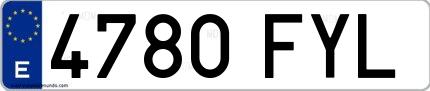 Ejemplo de matrícula española 4780 FYL