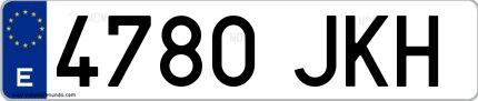Ejemplo de matrícula española 4780 JKH