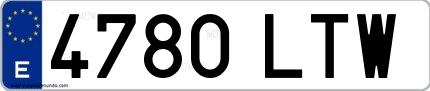 Ejemplo de matrícula española 4780 LTW