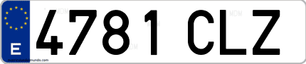 Ejemplo de matrícula de coche ordinaria 4781 CLZ