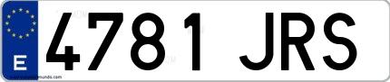 Ejemplo de matrícula española 4781 JRS