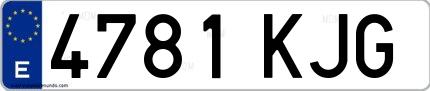 Ejemplo de matrícula española 4781 KJG
