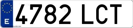 Ejemplo de matrícula española 4782 LCT
