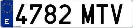 Ejemplo de matrícula española 4782 MTV