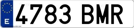 Ejemplo de matrícula española 4783 BMR