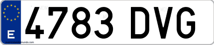 Ejemplo de matrícula de coche ordinaria 4783 DVG