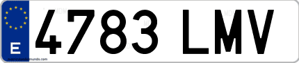 Ejemplo de matrícula de coche ordinaria 4783 LMV