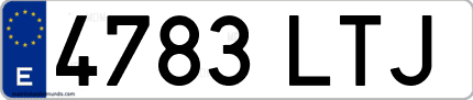 Ejemplo de matrícula de coche ordinaria 4783 LTJ