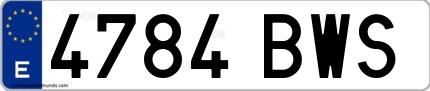 Ejemplo de matrícula española 4784 BWS
