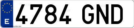 Ejemplo de matrícula de coche ordinaria 4784 GND