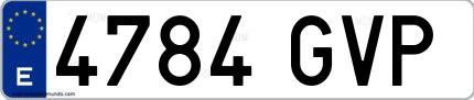 Ejemplo de matrícula española 4784 GVP