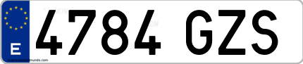 Ejemplo de matrícula de coche ordinaria 4784 GZS