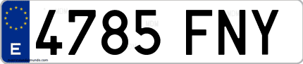 Ejemplo de matrícula de coche ordinaria 4785 FNY