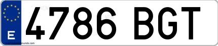 Ejemplo de matrícula española 4786 BGT