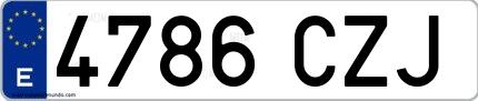 Ejemplo de matrícula española 4786 CZJ