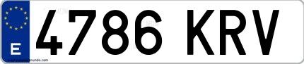 Ejemplo de matrícula española 4786 KRV
