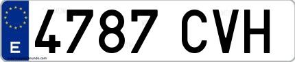 Ejemplo de matrícula española 4787 CVH
