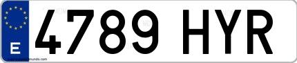 Ejemplo de matrícula española 4789 HYR