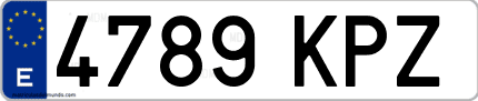Ejemplo de matrícula de coche ordinaria 4789 KPZ
