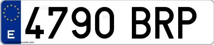 Ejemplo de matrícula española 4790 BRP