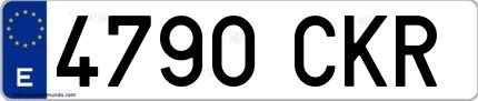 Ejemplo de matrícula española 4790 CKR