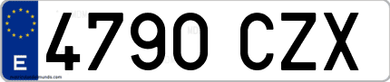 Ejemplo de matrícula de coche ordinaria 4790 CZX