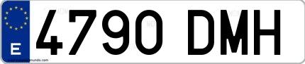 Ejemplo de matrícula española 4790 DMH