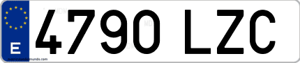 Ejemplo de matrícula de coche ordinaria 4790 LZC