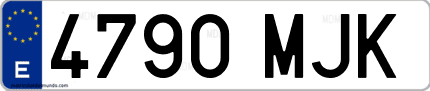 Ejemplo de matrícula de coche ordinaria 4790 MJK