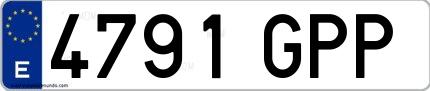 Ejemplo de matrícula española 4791 GPP