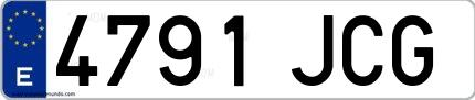 Ejemplo de matrícula española 4791 JCG