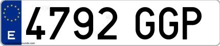 Ejemplo de matrícula española 4792 GGP