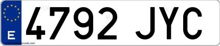 Ejemplo de matrícula española 4792 JYC