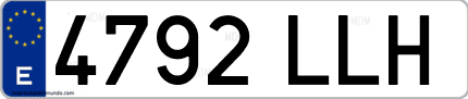 Ejemplo de matrícula de coche ordinaria 4792 LLH