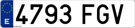 Ejemplo de matrícula española 4793 FGV