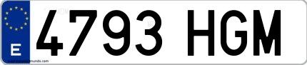 Ejemplo de matrícula española 4793 HGM