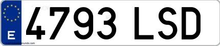 Ejemplo de matrícula española 4793 LSD