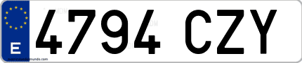 Ejemplo de matrícula de coche ordinaria 4794 CZY