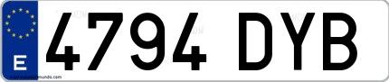 Ejemplo de matrícula española 4794 DYB