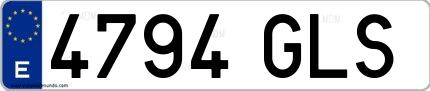 Ejemplo de matrícula española 4794 GLS