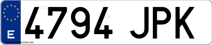 Ejemplo de matrícula de coche ordinaria 4794 JPK