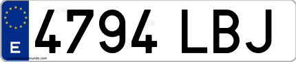 Ejemplo de matrícula de coche ordinaria 4794 LBJ