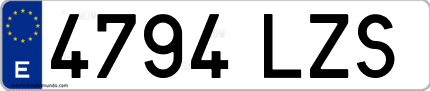 Ejemplo de matrícula de coche ordinaria 4794 LZS