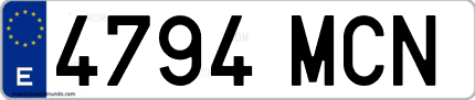 Ejemplo de matrícula de coche ordinaria 4794 MCN