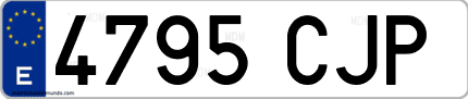 Ejemplo de matrícula de coche ordinaria 4795 CJP