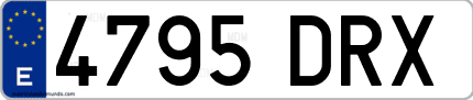Ejemplo de matrícula de coche ordinaria 4795 DRX